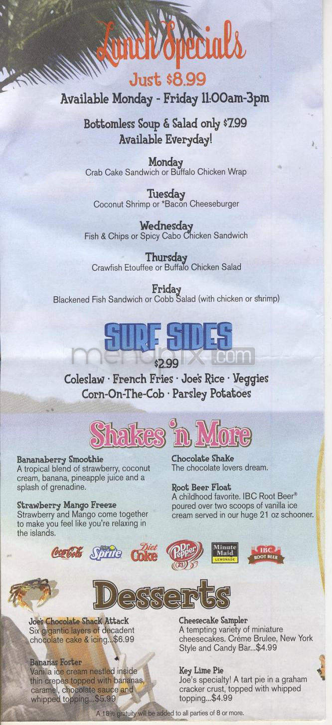 Joe's Crab Shack - Maple Grove, MN menu_pic