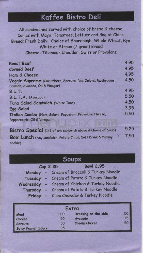 Kaffee Bistro - Portland, OR menu_pic