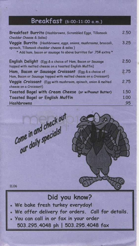 Kaffee Bistro - Portland, OR menu_pic