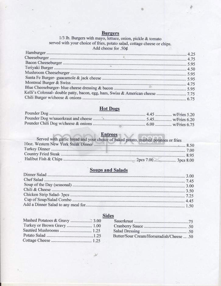 Kelli's Cafe - Portland, OR menu_pic