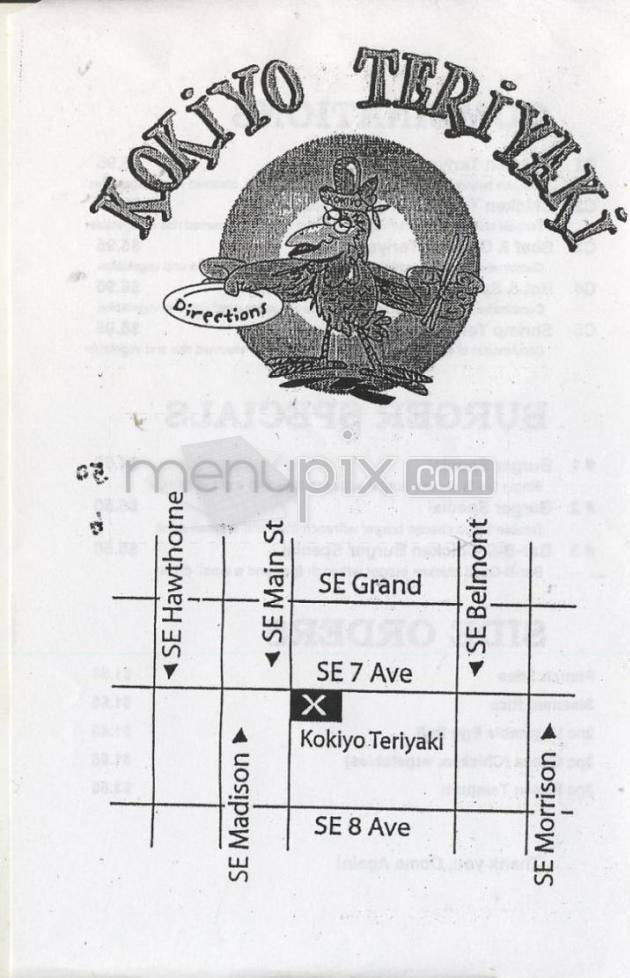 Kokiyo Teriyaki - Portland, OR menu_pic