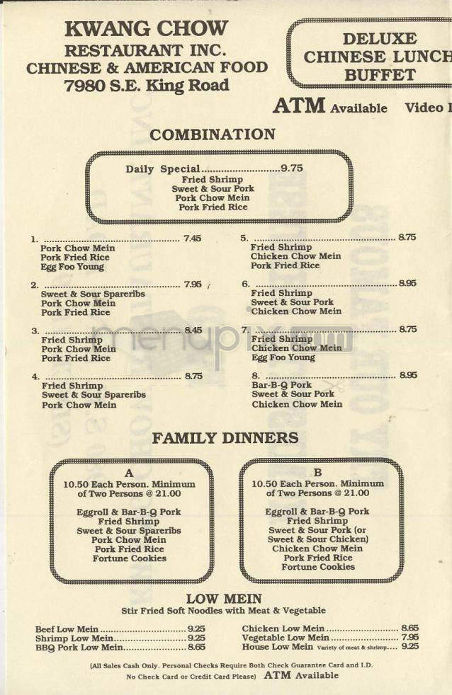 Kwang Chow Restaurant - Milwaukie, OR menu_pic