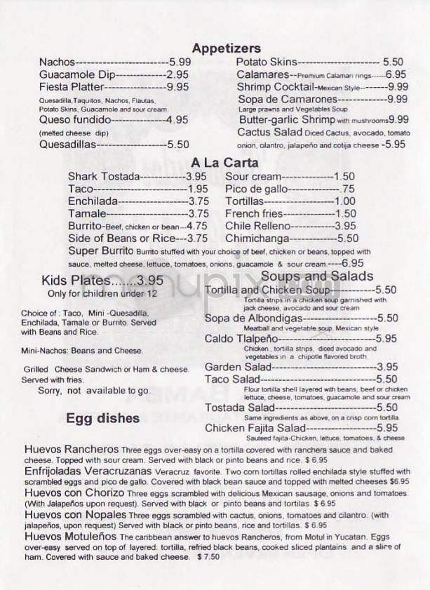 La Bamba - Portland, OR menu_pic