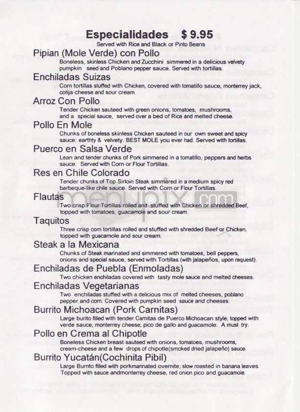 La Bamba - Portland, OR menu_pic