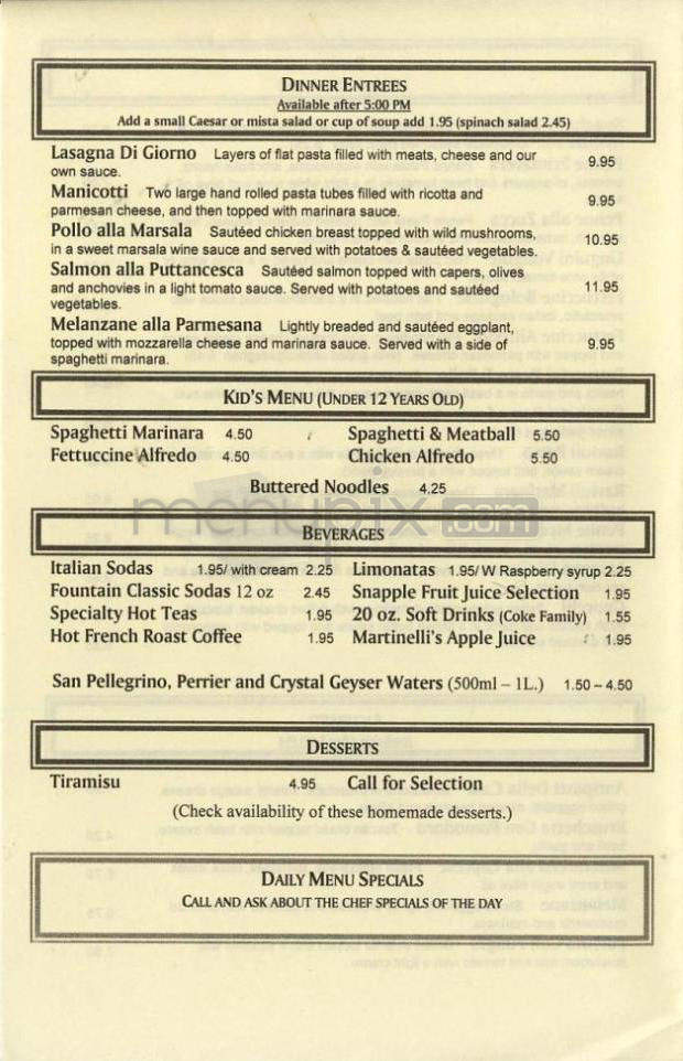 La Capanna - Portland, OR menu_pic