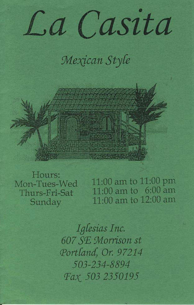 La Casita - Portland, OR menu_pic