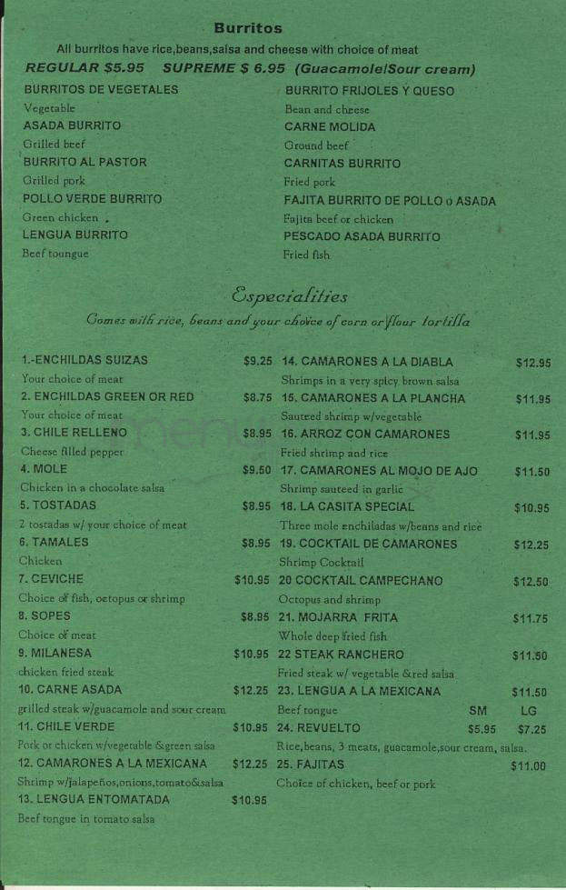 La Casita - Portland, OR menu_pic