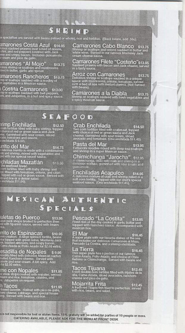 La Costita Restaurant - Portland, OR menu_pic