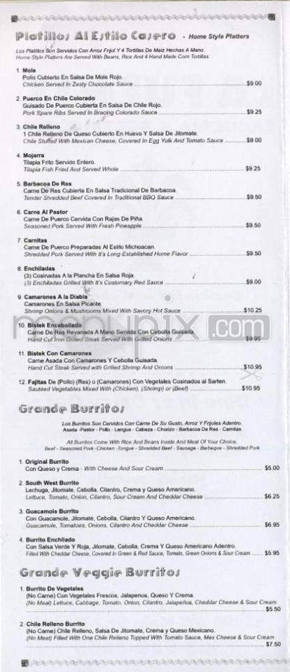 La Fuente Taqueria & Restaurant - Portland, OR menu_pic