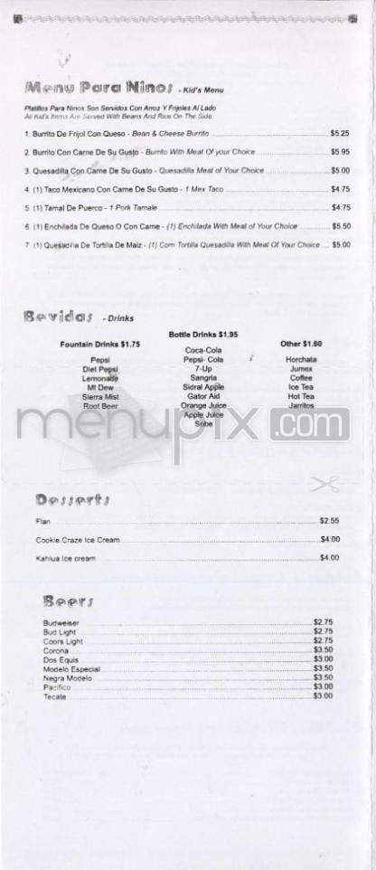 La Fuente Taqueria & Restaurant - Portland, OR menu_pic