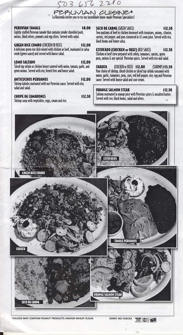 La Hacienda - Portland, OR menu_pic