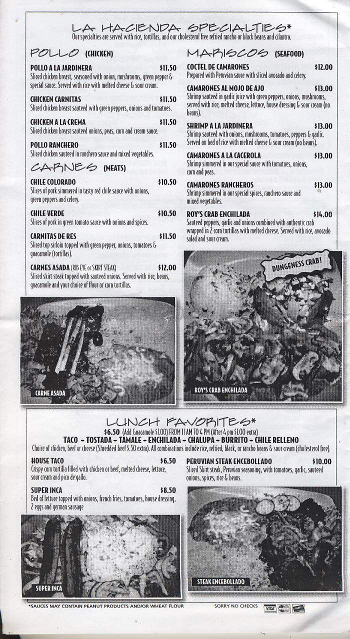 La Hacienda - Portland, OR menu_pic