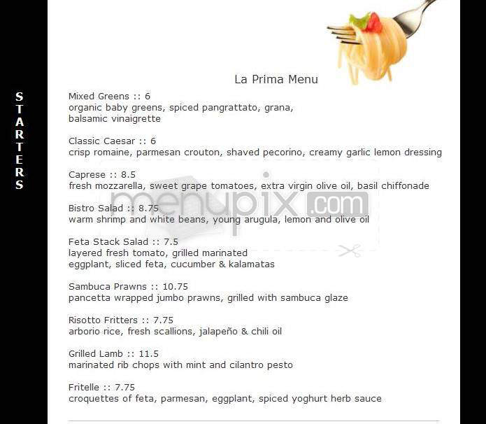 La Prima Trattoria - Portland, OR menu_pic