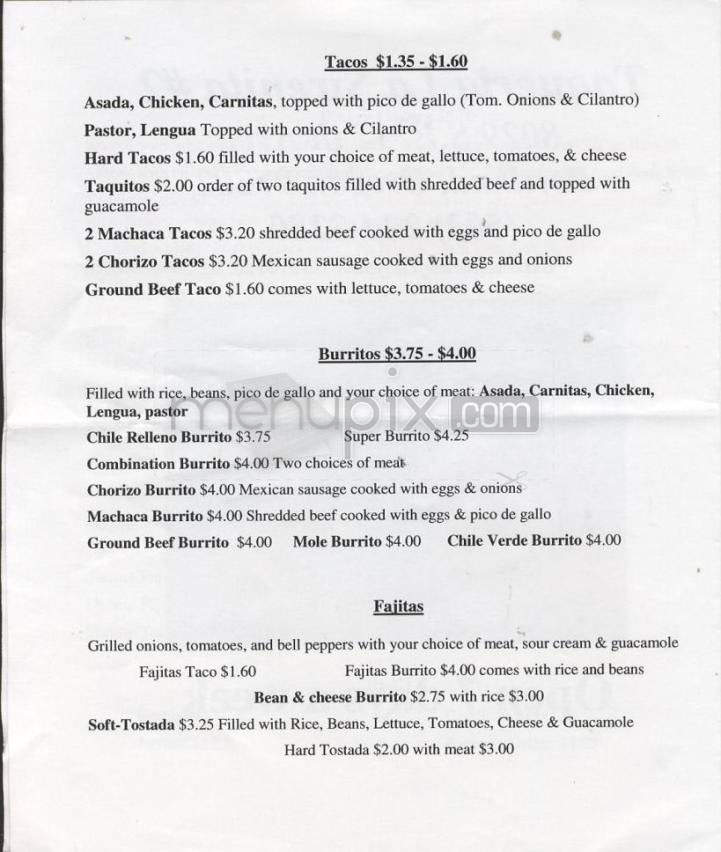 Taqueria La Sirenita - Portland, OR menu_pic
