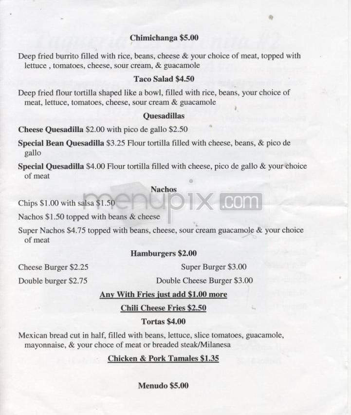 Taqueria La Sirenita - Portland, OR menu_pic