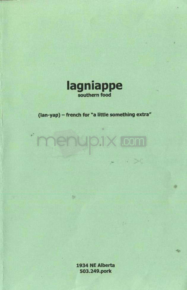 Lagniappe - Portland, OR menu_pic