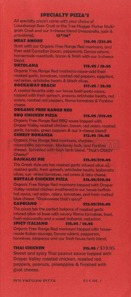 Laurelwood Pizza Company - Portland, OR menu_pic