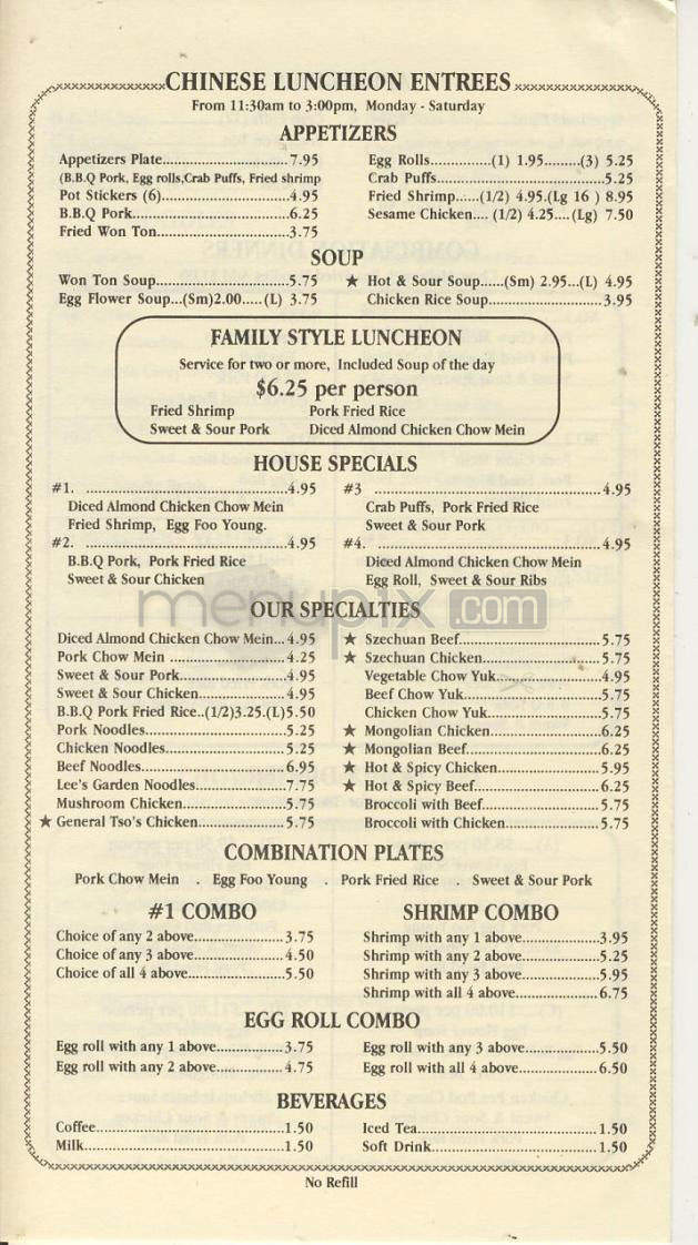 Lee's Garden - Gresham, OR menu_pic