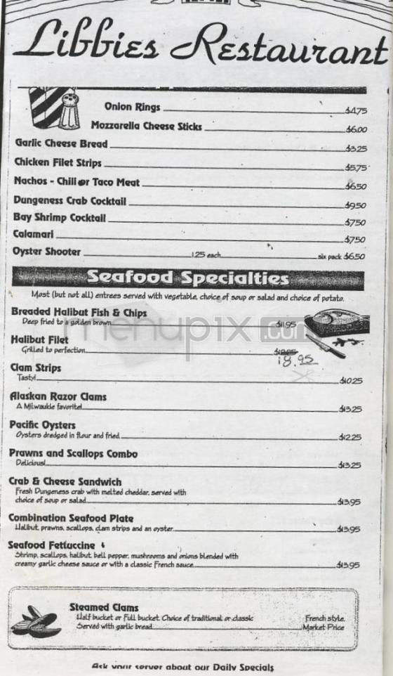 Libbies Restaurant - Milwaukie, OR menu_pic