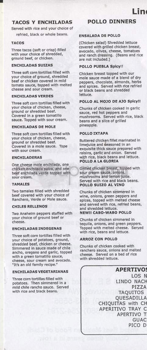 Lindo Mexico - Vancouver, WA menu_pic