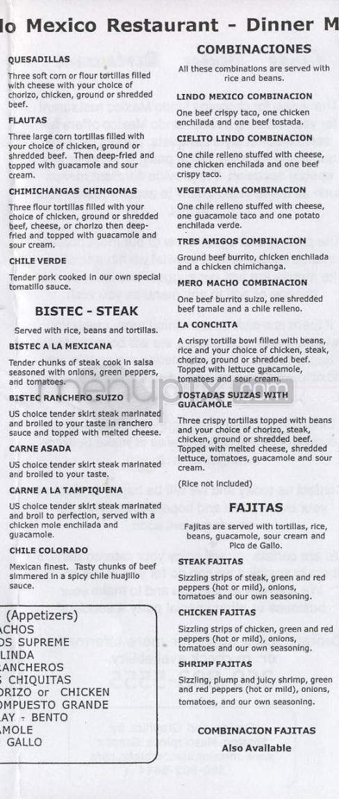 Lindo Mexico - Vancouver, WA menu_pic