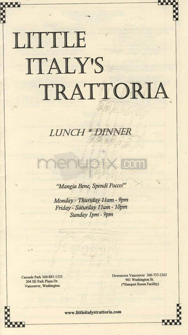 Little Italy's Trattoria - Vancouver, WA menu_pic