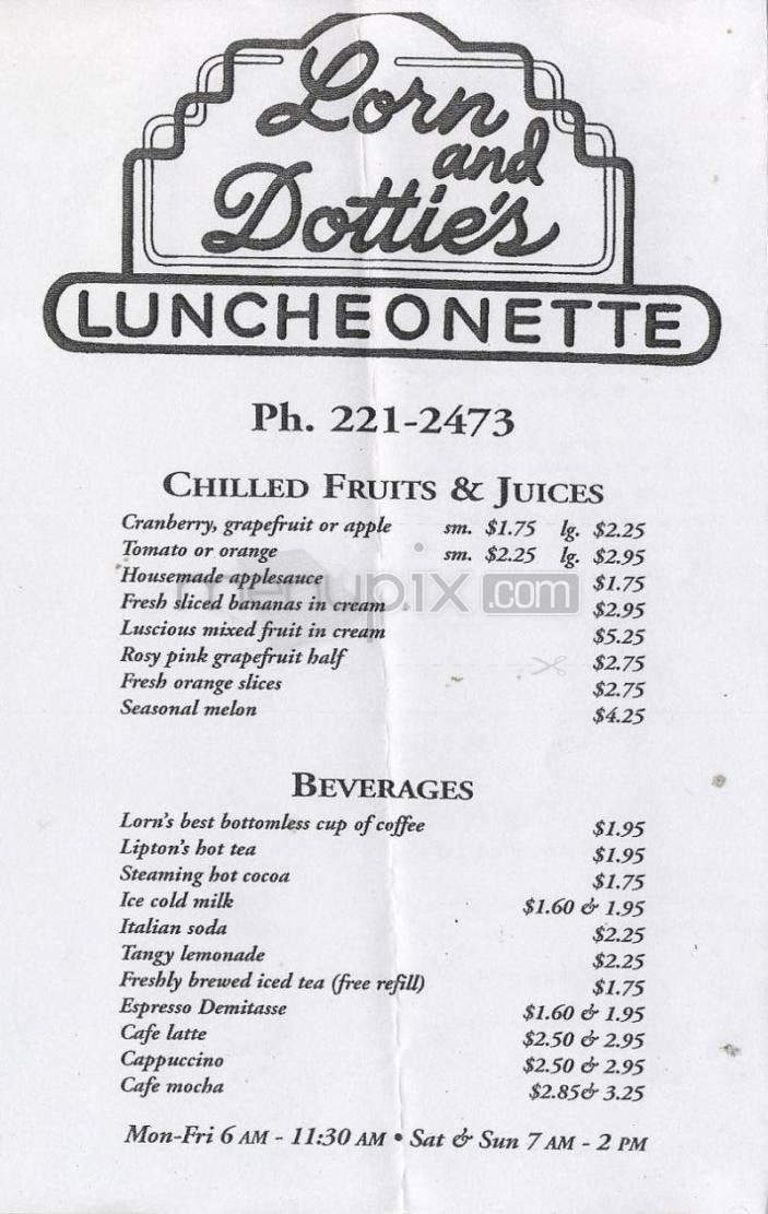 Lorn & Dottie's Luncheonette - Portland, OR menu_pic