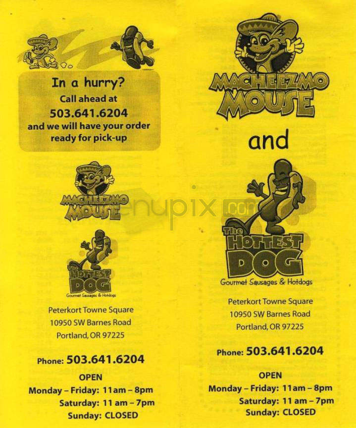 Macheezmo Mouse & The Hottest Dog - Portland, OR menu_pic