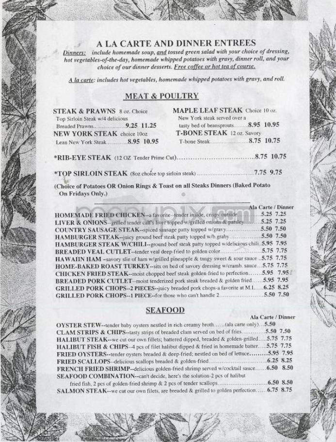 Maple Leaf Restaurant - Portland, OR menu_pic