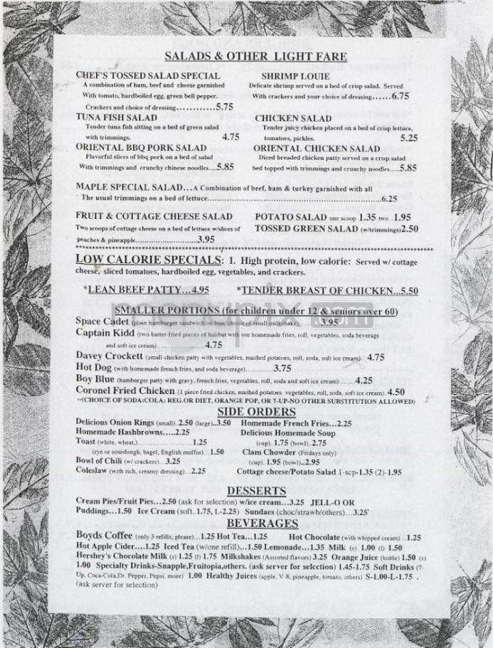 Maple Leaf Restaurant - Portland, OR menu_pic
