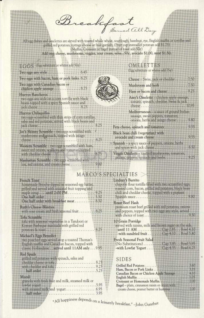 Marco's Cafe & Espresso Bar - Portland, OR menu_pic