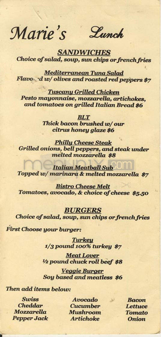 Marie's - Portland, OR menu_pic