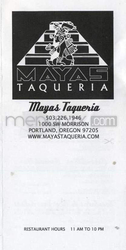 Mayas Tacqueria - Portland, OR menu_pic