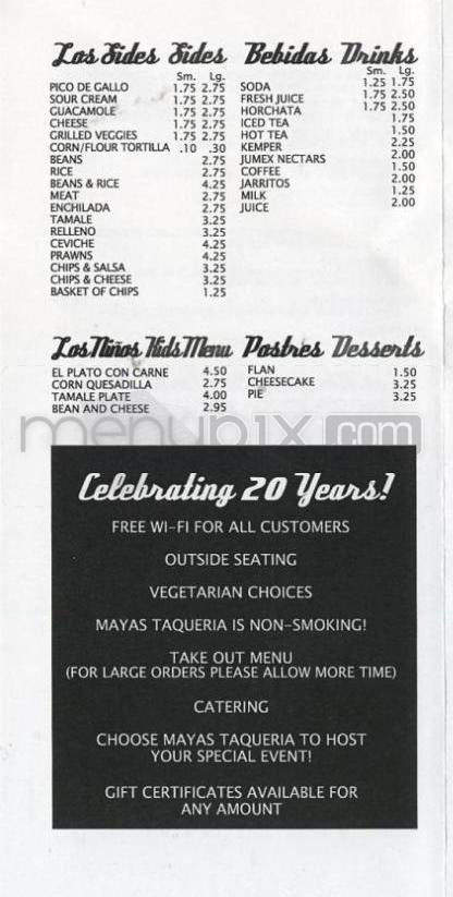 Mayas Tacqueria - Portland, OR menu_pic
