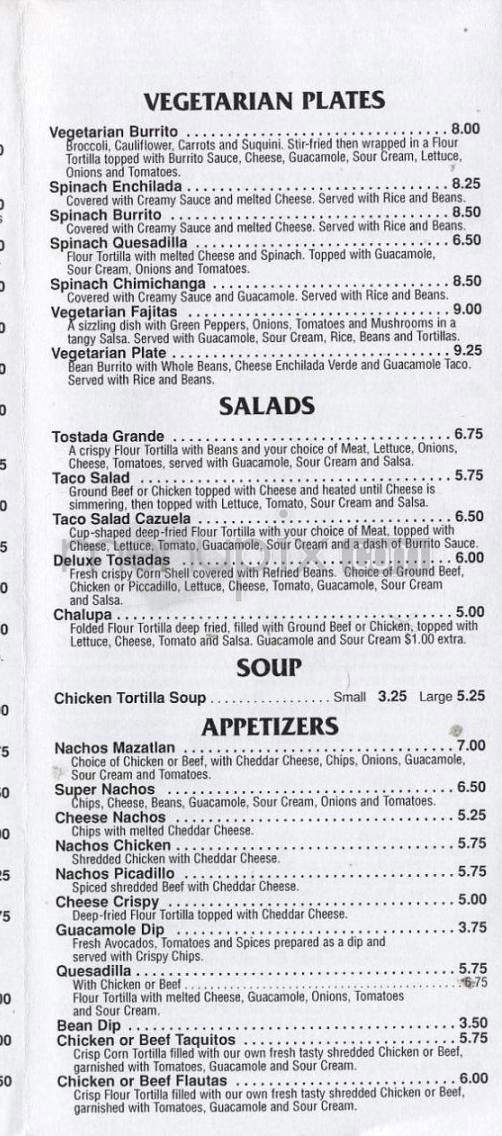 Mazatlan Mexican Restaurant - Portland, OR menu_pic