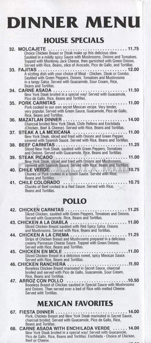 Mazatlan Mexican Restaurant - Portland, OR menu_pic