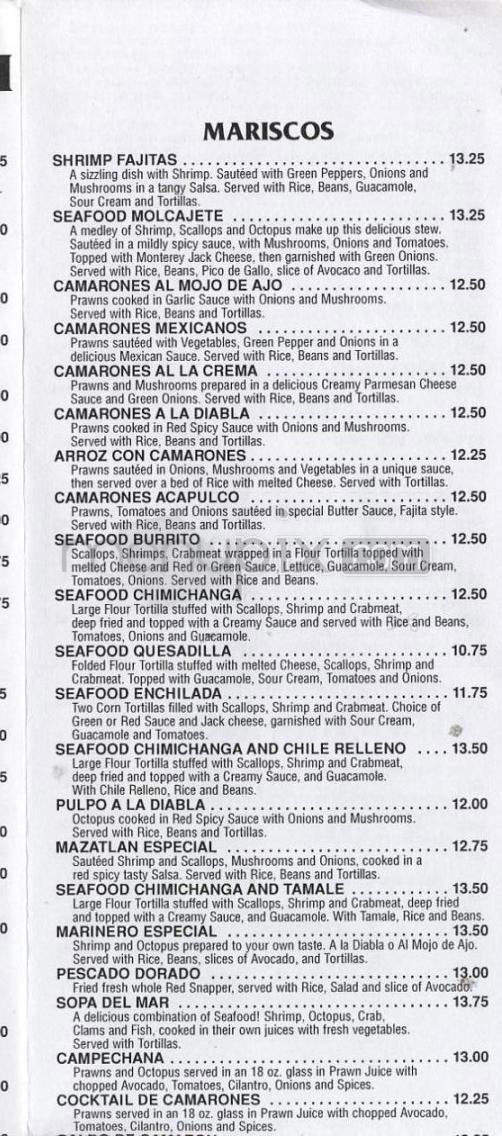 Mazatlan Mexican Restaurant - Portland, OR menu_pic