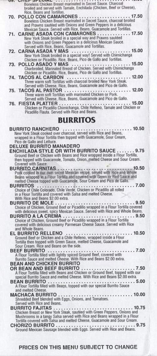 Mazatlan Mexican Restaurant - Portland, OR menu_pic