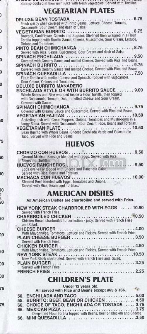 Mazatlan Mexican Restaurant - Portland, OR menu_pic