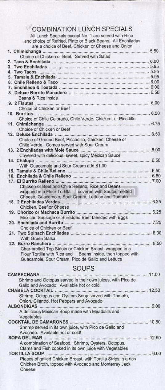 Mazatlan Mexican Restaurant - Aloha, OR menu_pic