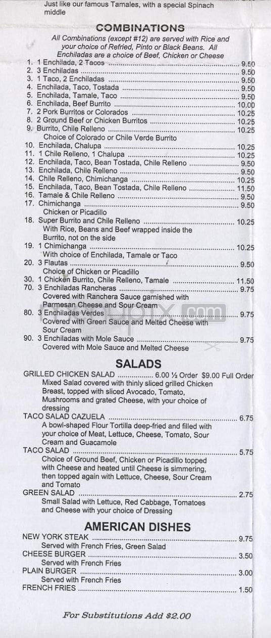 Mazatlan Mexican Restaurant - Aloha, OR menu_pic