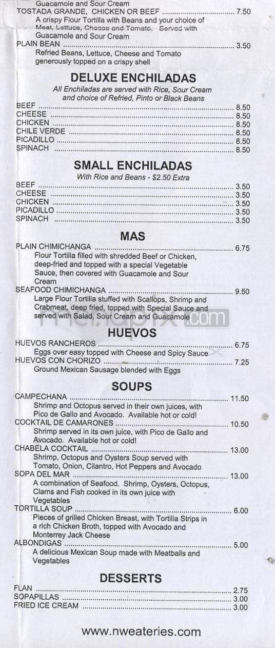 Mazatlan Mexican Restaurant - Aloha, OR menu_pic