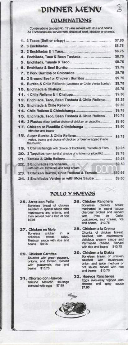 Mazatlan Mexican Restaurant - Portland, OR menu_pic