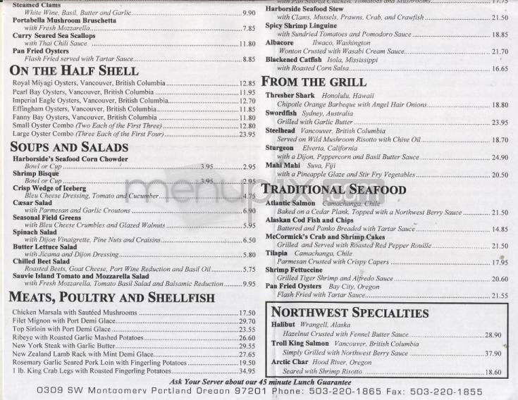McCormick & Schmick's Harborside - Portland, OR menu_pic