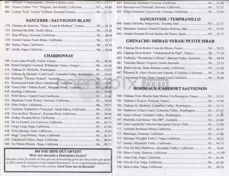 McCormick & Schmick's Harborside - Portland, OR menu_pic