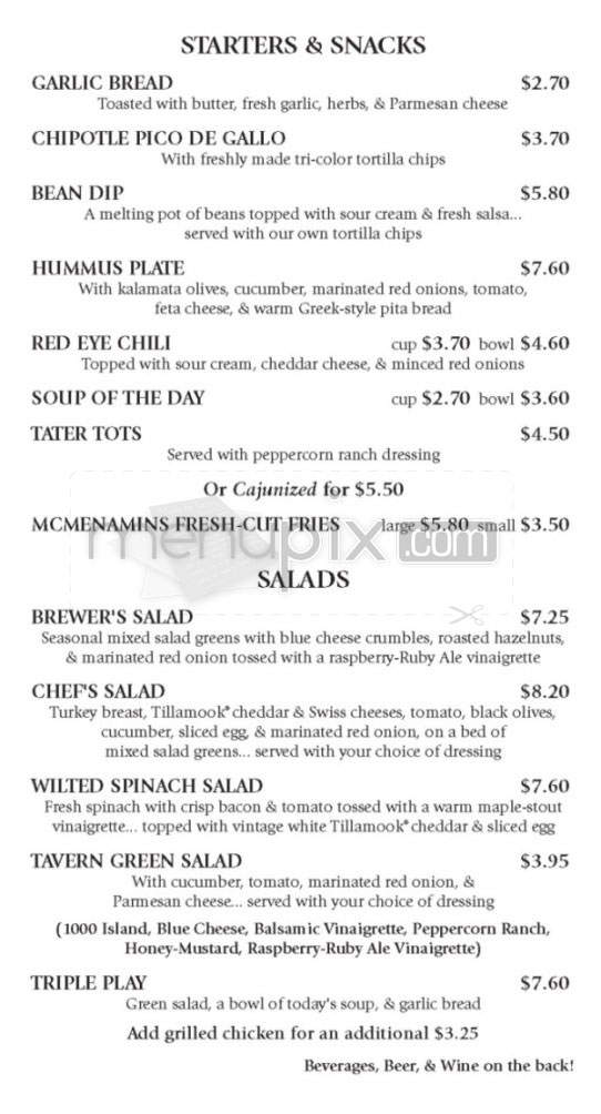 McMenamins Pub - Portland, OR menu_pic