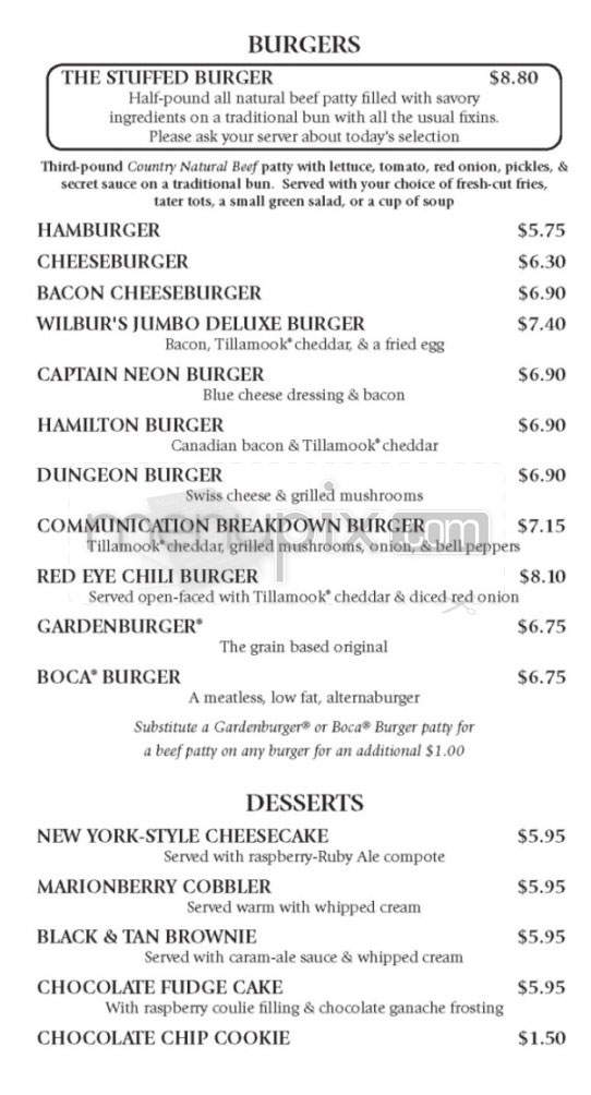 McMenamins Pub - Portland, OR menu_pic