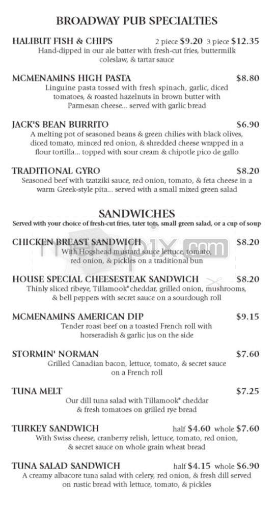 McMenamins Pub - Portland, OR menu_pic