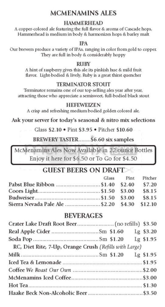McMenamins Pub - Portland, OR menu_pic