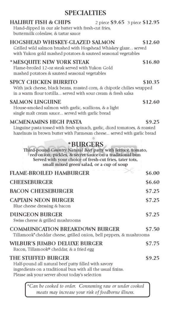 McMenamins On The Columbia - Vancouver, WA menu_pic